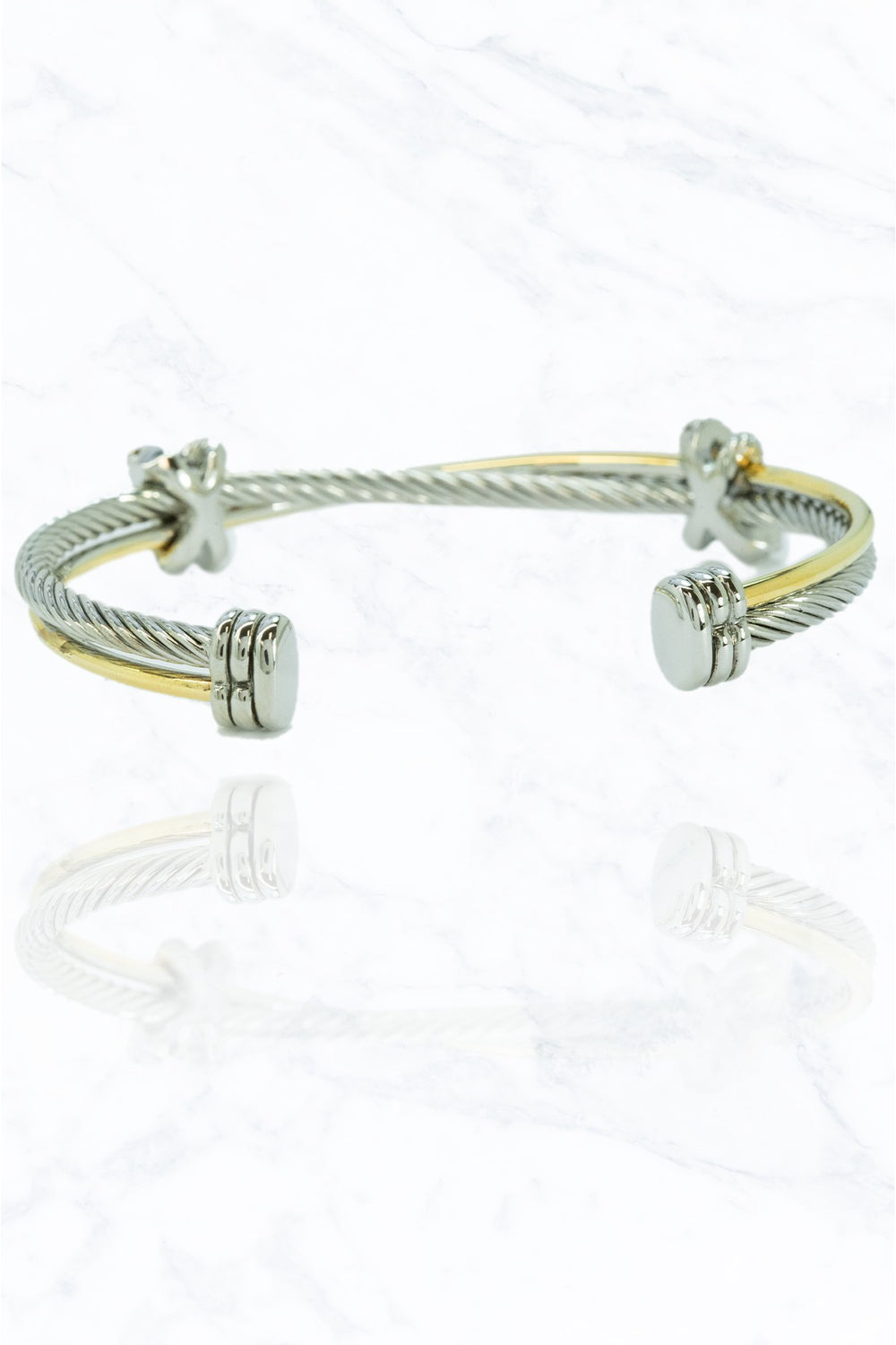STYLED BY ALX COUTURE MIAMI BOUTIQUE Silver Gold X Crossover Cable Bracelet