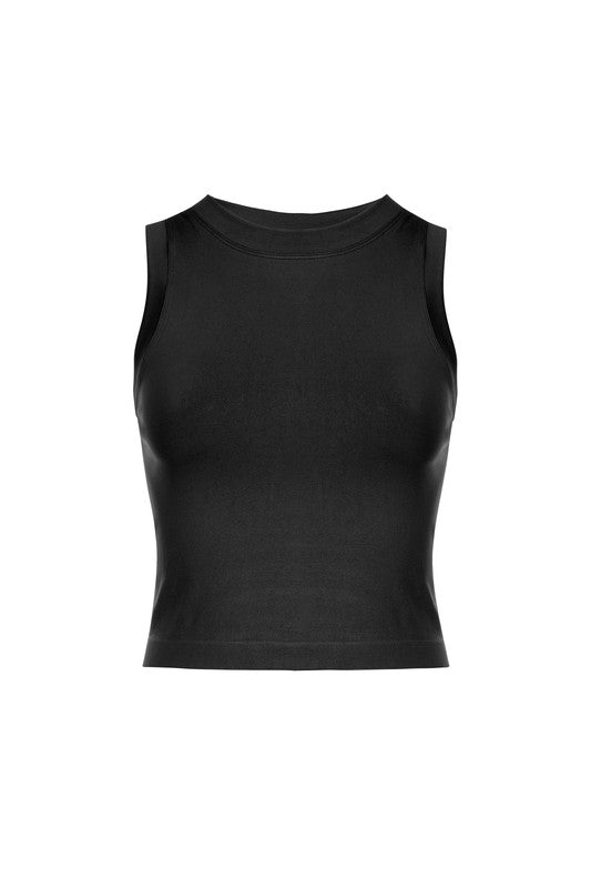 Black Cropped Seamless Muscle Tank