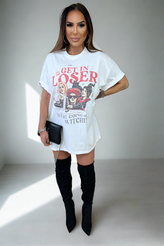 "Get in Loser, We are going witchin" Oversized Graphic Tee