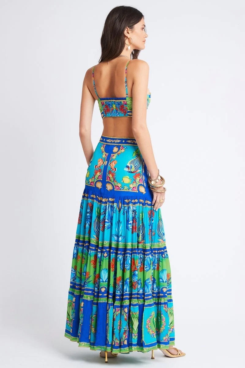 STYLED BY ALX COUTURE MIAMI BOUTIQUE Deep In The Ocean Maxi Skirt