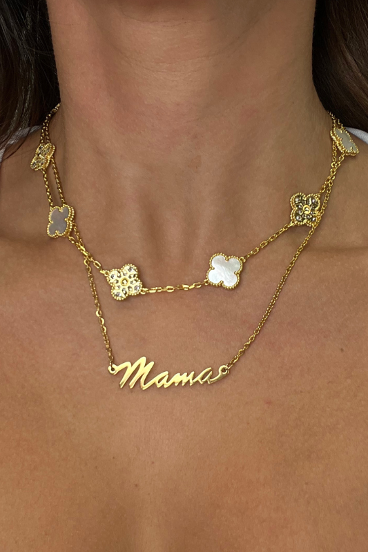 Gold Mama Cursive Necklace