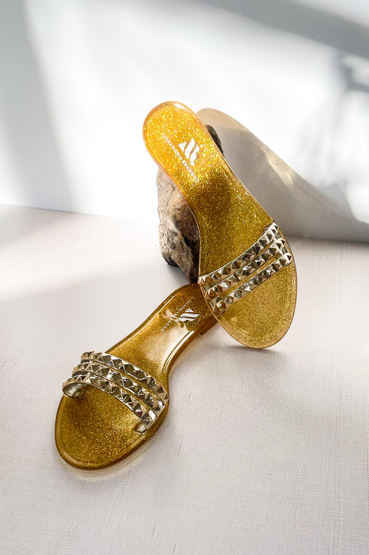 Aria B Dark Gold Slide Sandals