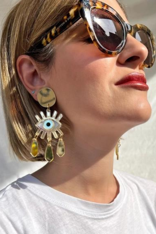 STYLED BY ALX COUTURE MIAMI BOUTIQUE Gold Evil Eye Clip-On Earrings *PRE*