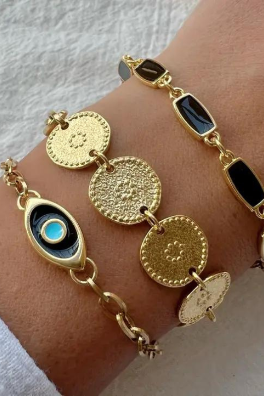 STYLED BY ALX COUTURE MIAMI BOUTIQUE Gold Beaded Discs Bracelet