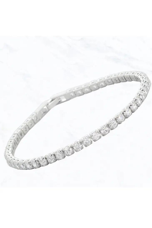 STYLED BY ALX COUTURE MIAMI BOUTIQUE Silver Cubic Zirconia 3mm 1 Row Bracelet