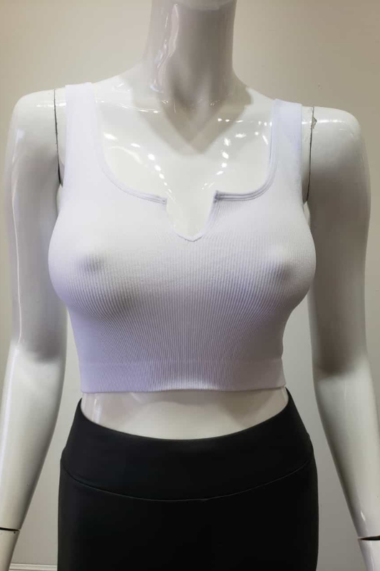 STYLED BY ALX COUTURE MIAMI BOUTIQUE  White Ribbed Seamless Crop Top