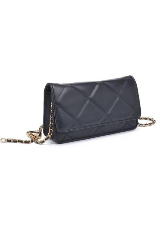 STYLED BY ALX COUTURE MIAMI BOUTIQUE Black Merle Quilted Crossbody Bag 