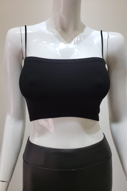 STYLED BY ALX COUTURE MIAMI BOUTIQUE Black Ribbed Crop top with Elastic Straps