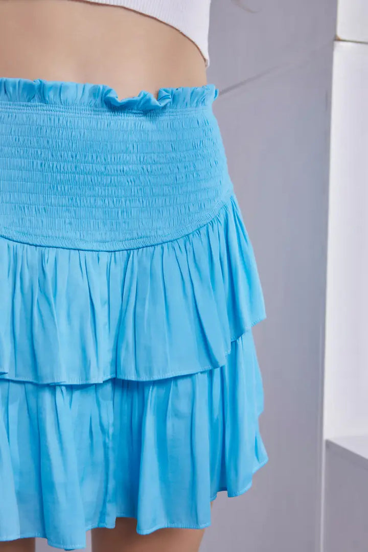 STYLED BY ALX COUTURE MIAMI BOUTIQUE Blue Atoll Smocking Skirt with Shorts