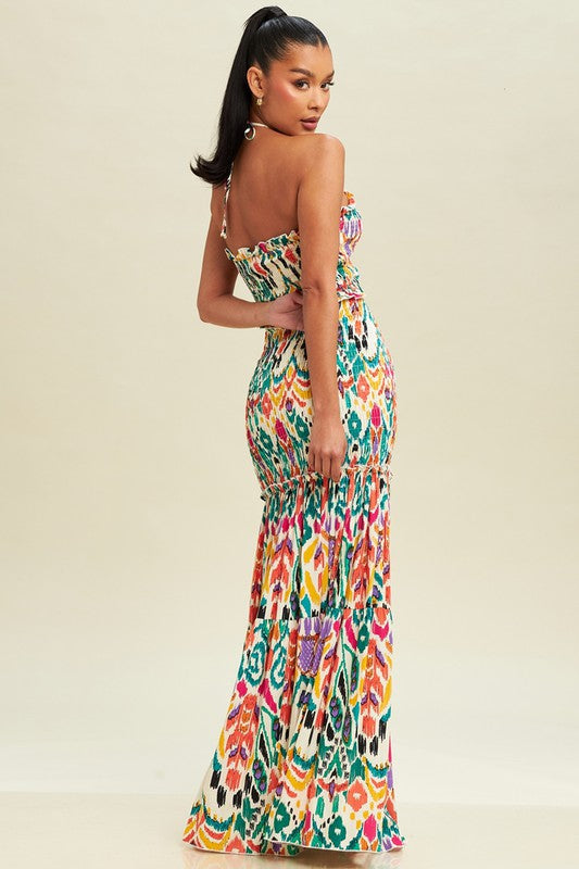 STYLED BY ALX COUTURE MIAMI BOUTIQUE Multi Azteca Scruch Maxi Dress