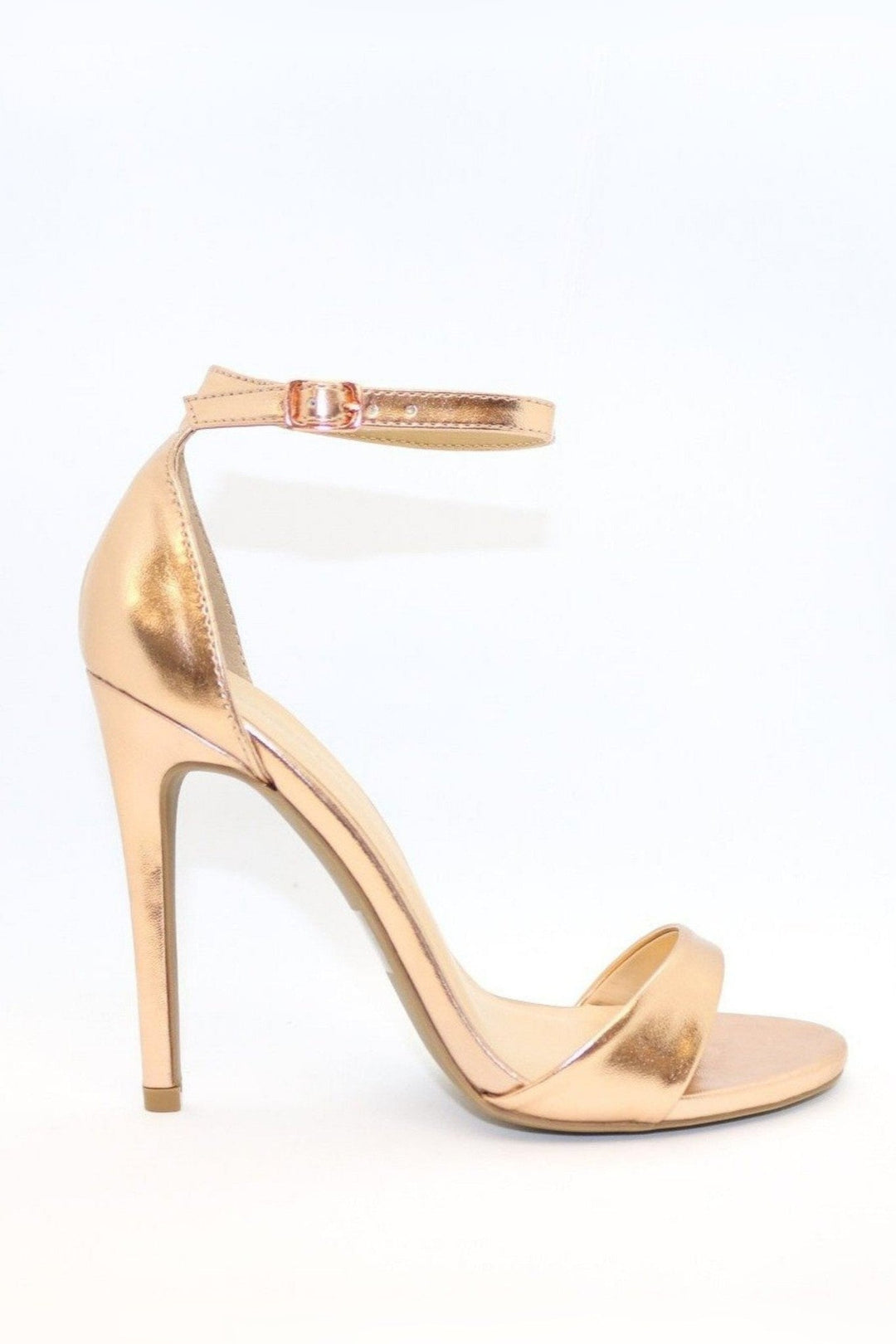 Ali Rose Gold Strappy Heels with 4 inch heel
