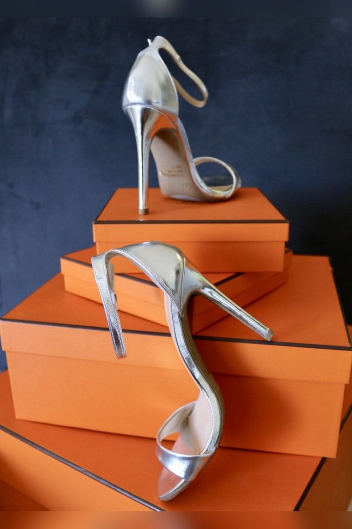 Ali Silver Strappy Heels by Alexandria Brandao Shoes