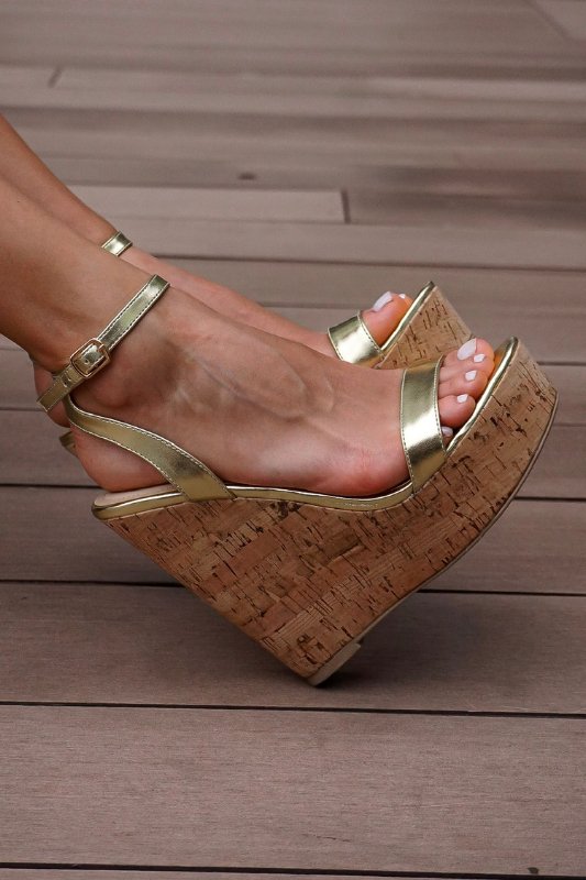 gold dress wedges Glamorous Wide Fit espadrille wedge heeled sandals in gold