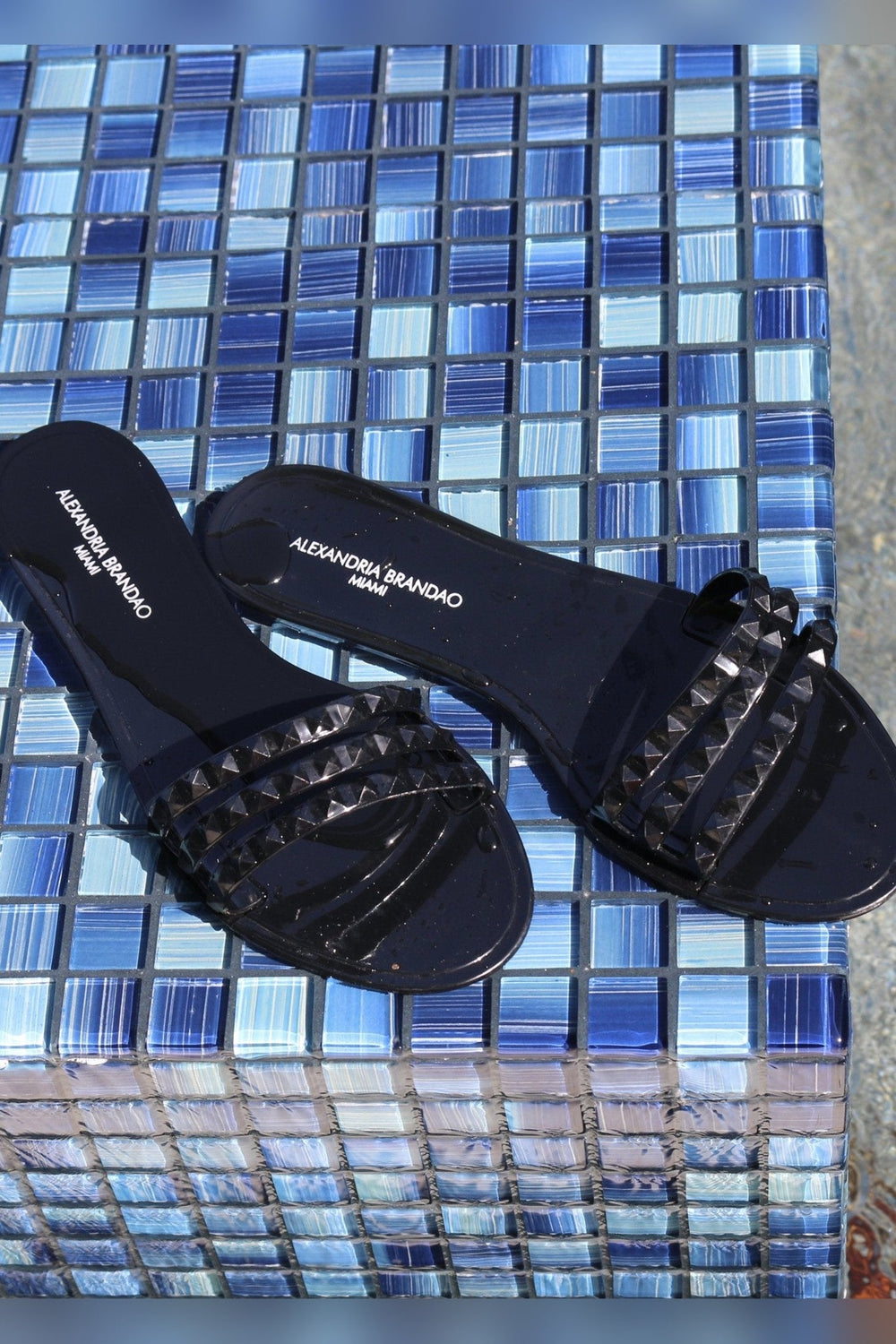 Aria B Black Slide Sandals with slip-on slide