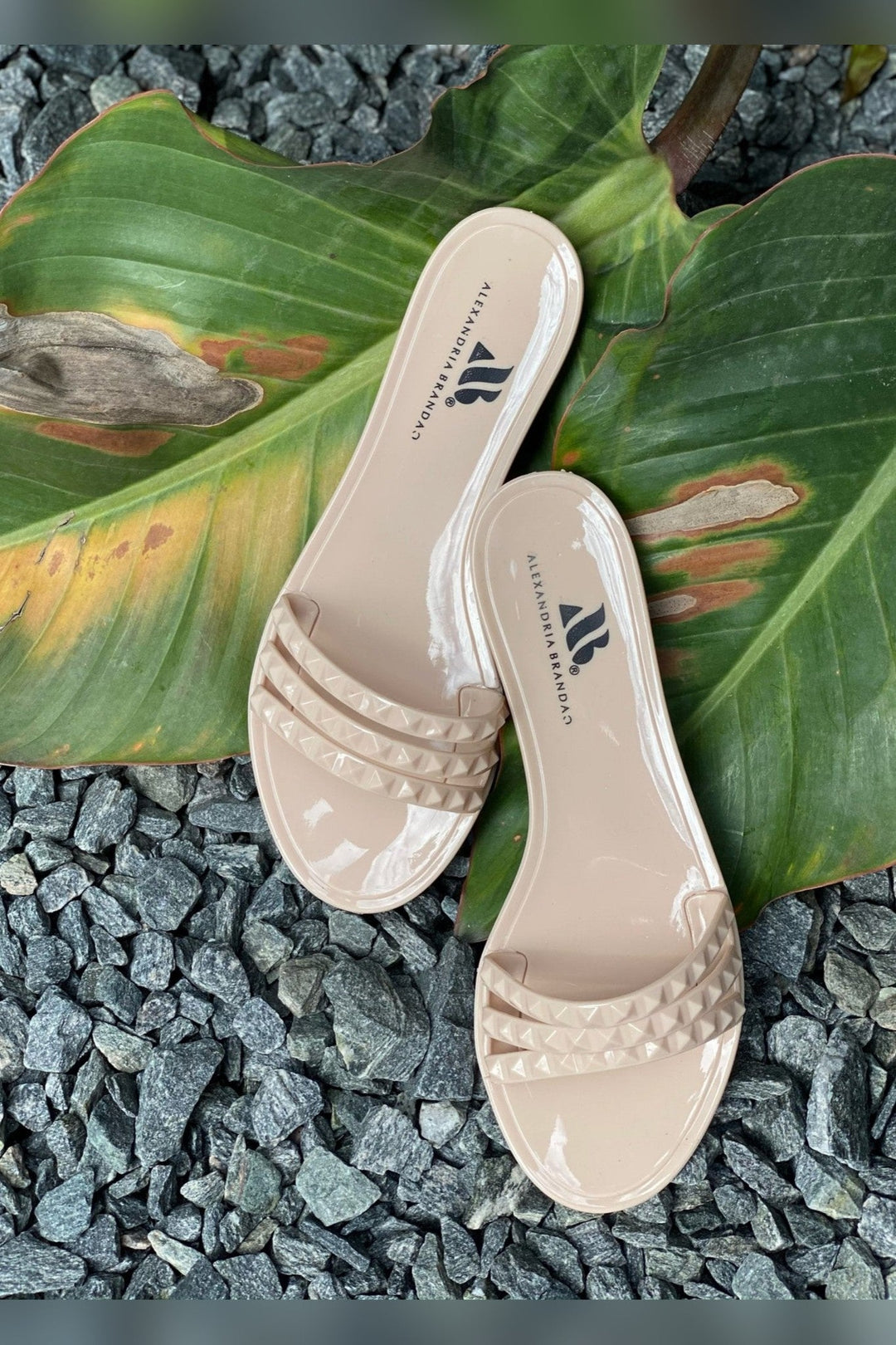 Aria B Nude Beige Sandals with 0.5 inch flat heel