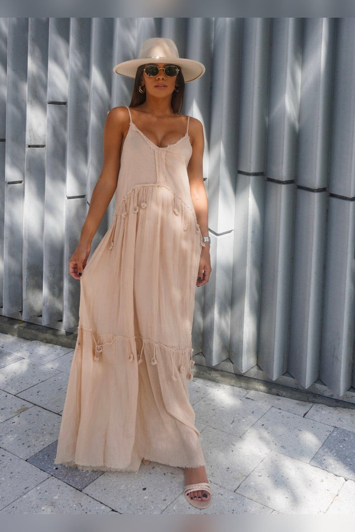 Aria B Nude Beige Sandals with studded strap