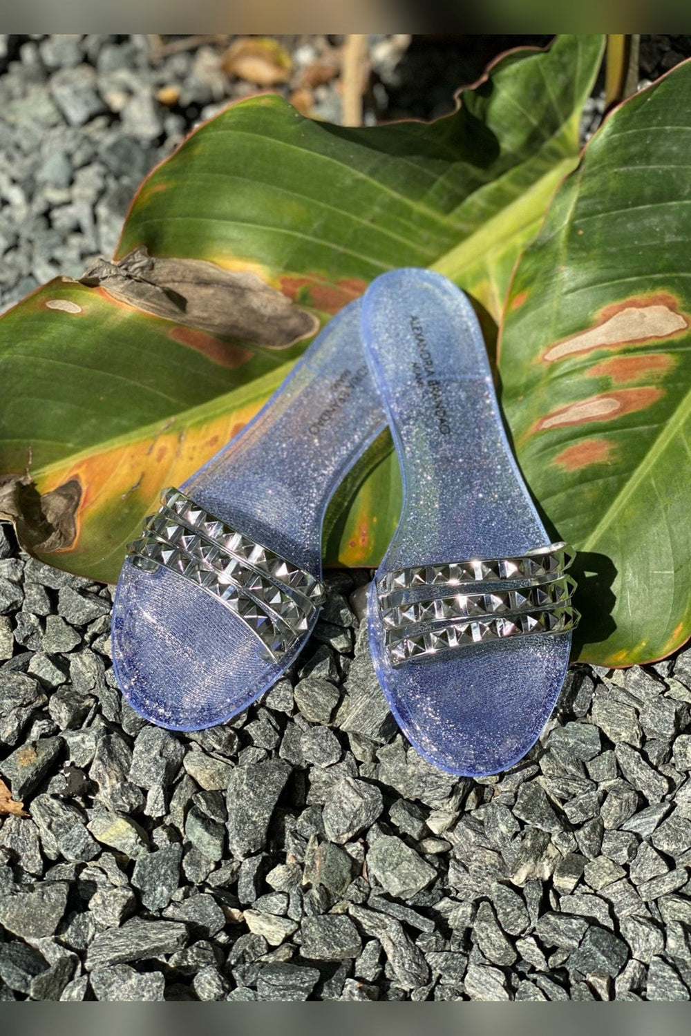Aria B Silver Sandals with slip-on slide