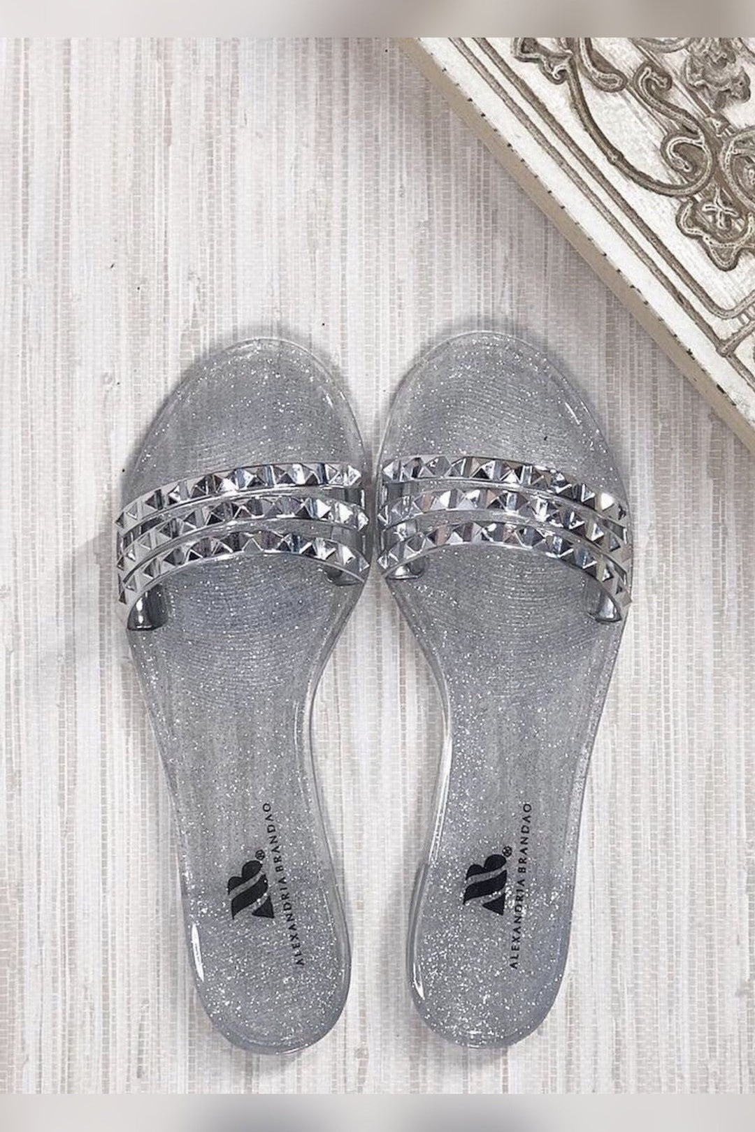 Aria B Silver Sandals with studded strap