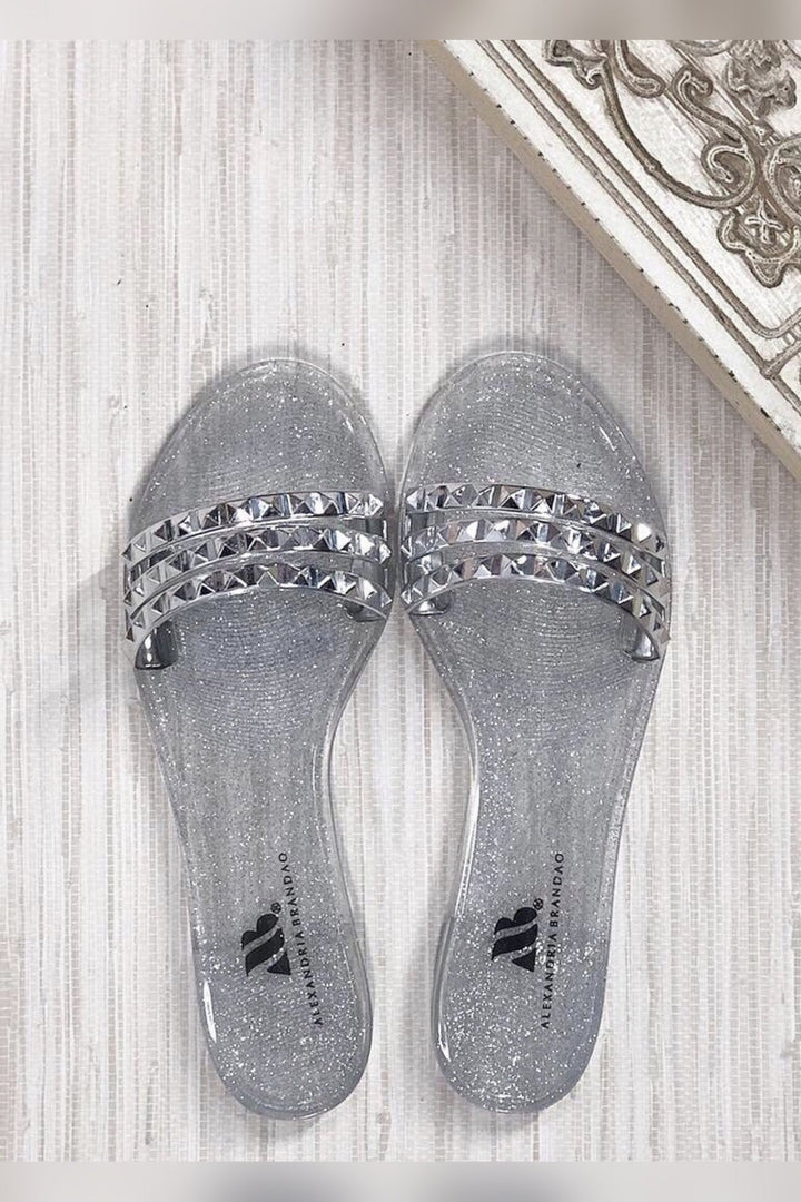Aria B Silver Sandals with studded strap