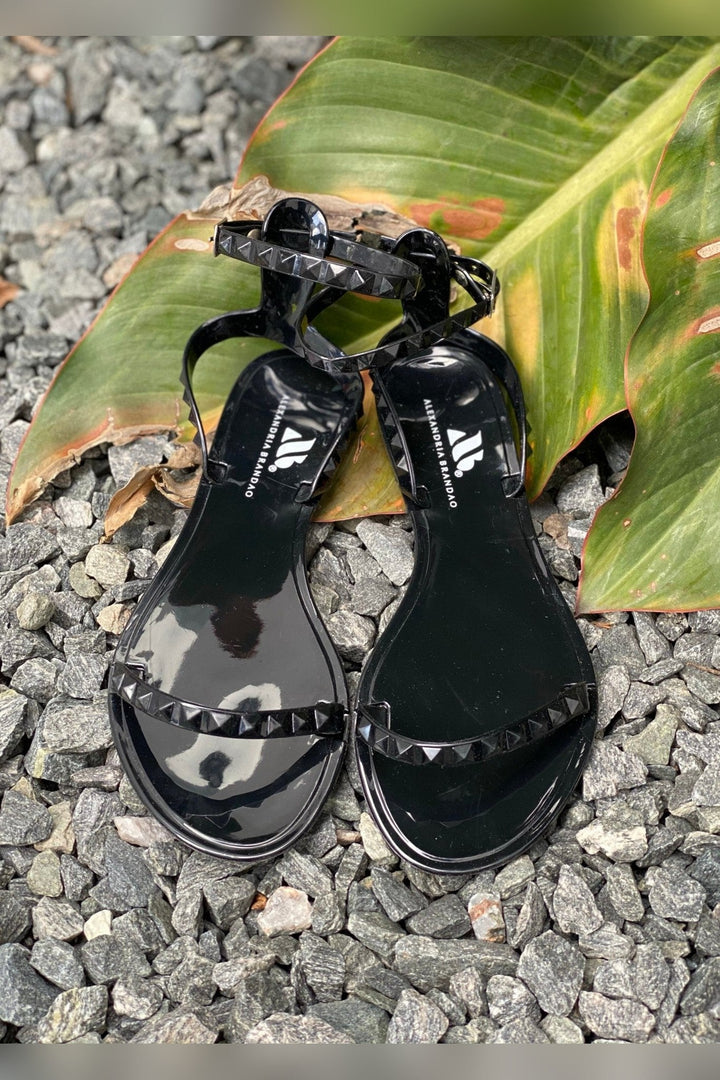 Aria Black Wide Fit Sandals with ankle strap