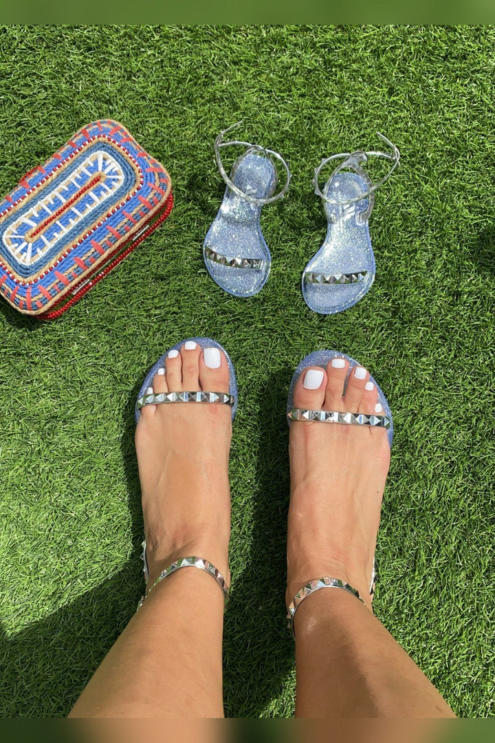 Aria Silver Jelly Sandals by Alexandria Brandao Shoes
