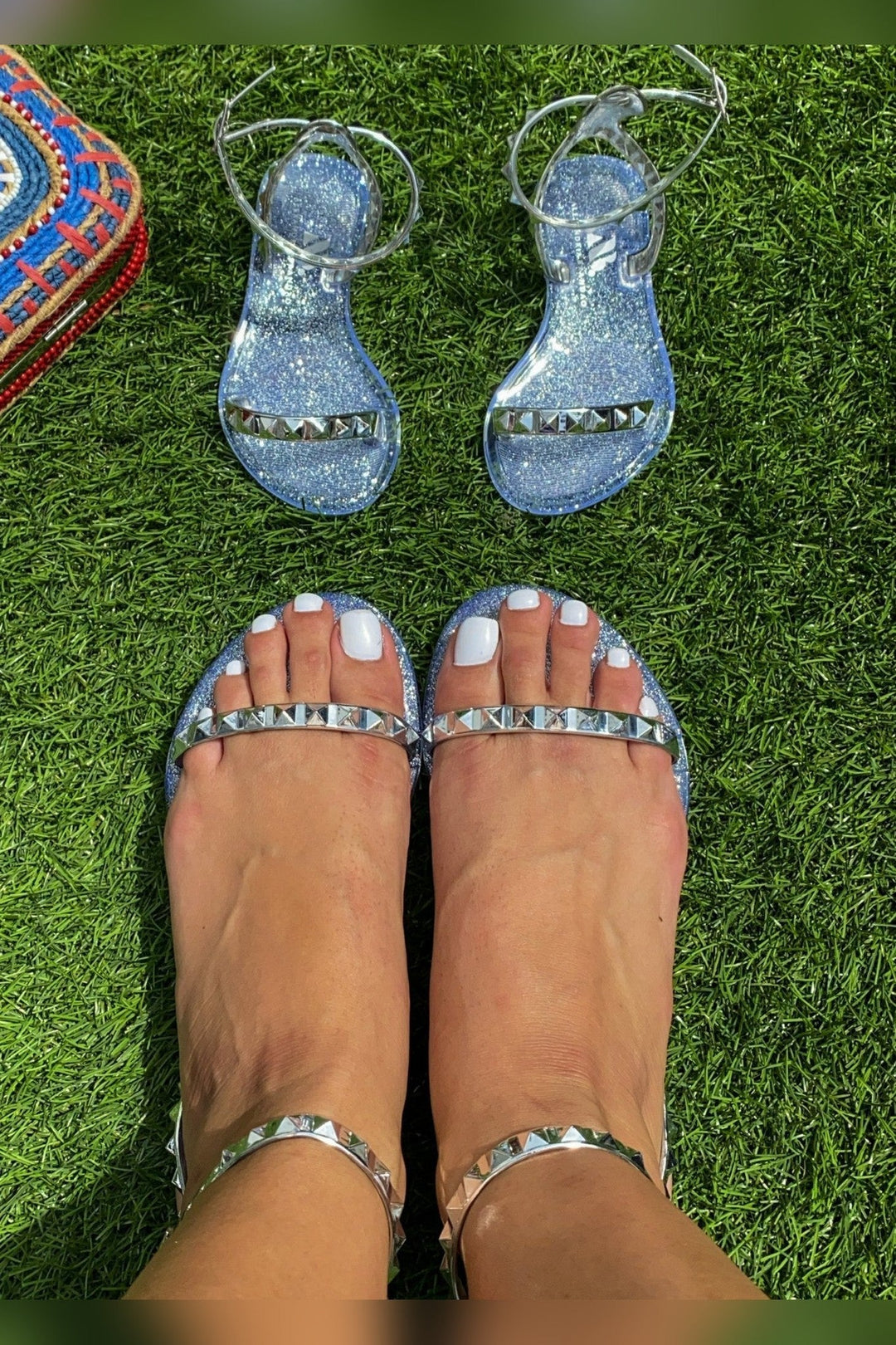 Aria Silver Jelly Sandals with ankle strap