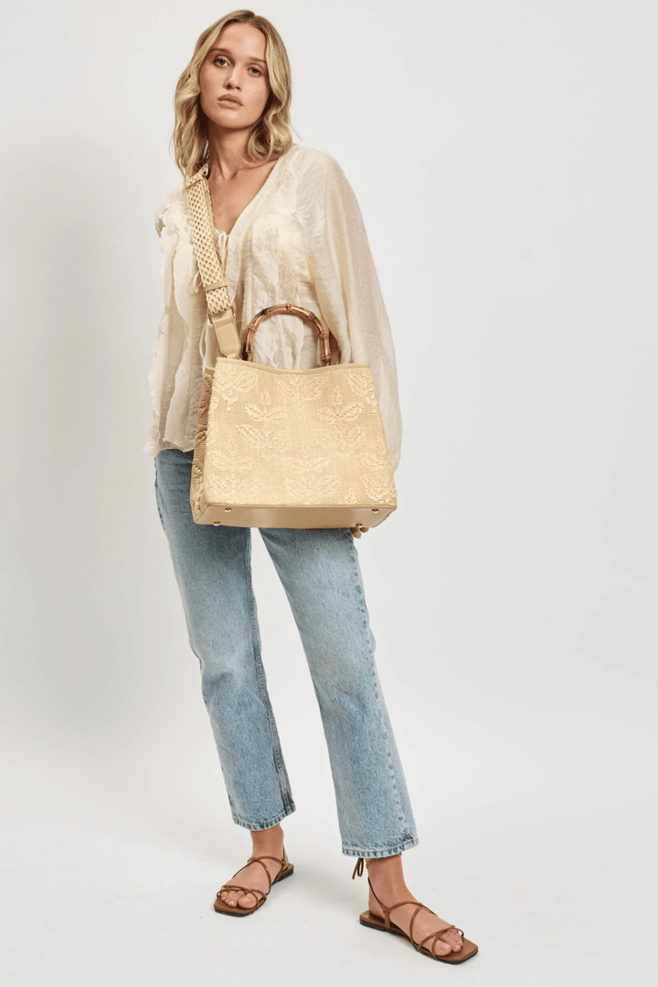 Bamboo Top Handle Tote Bag - STYLED BY ALX COUTUREhandbags