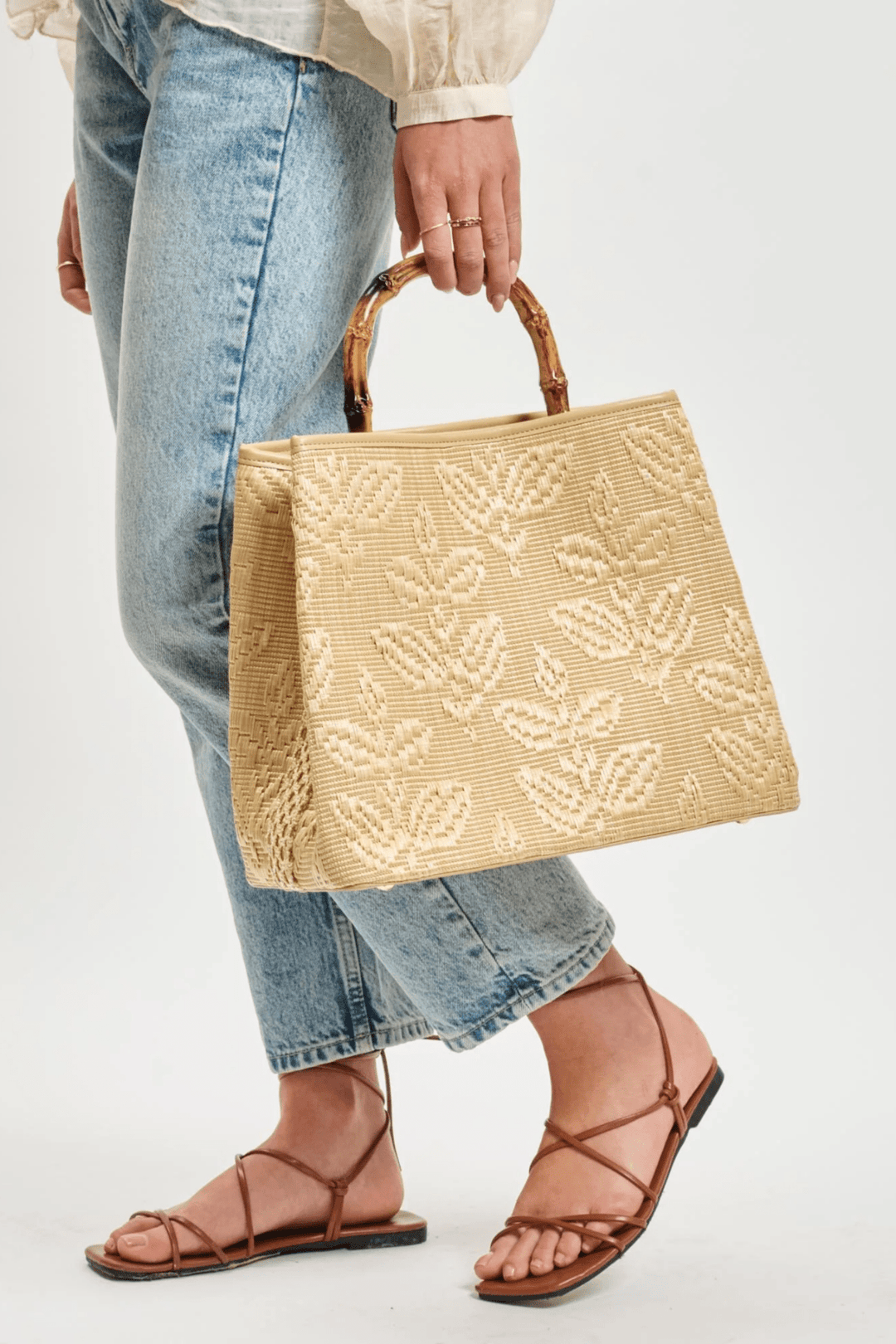 Bamboo Top Handle Tote Bag - STYLED BY ALX COUTUREhandbags