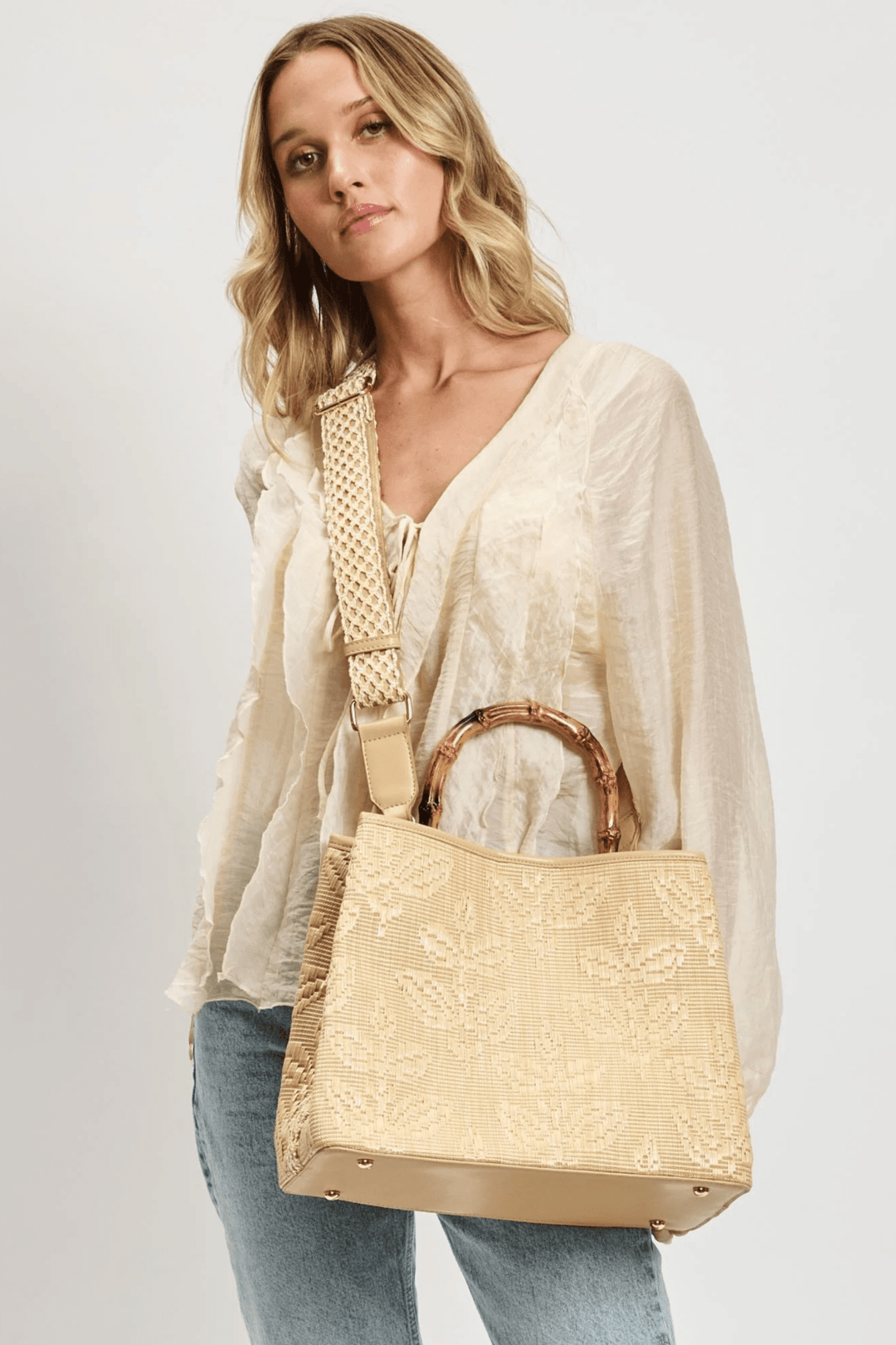 Bamboo Top Handle Tote Bag - STYLED BY ALX COUTUREhandbags