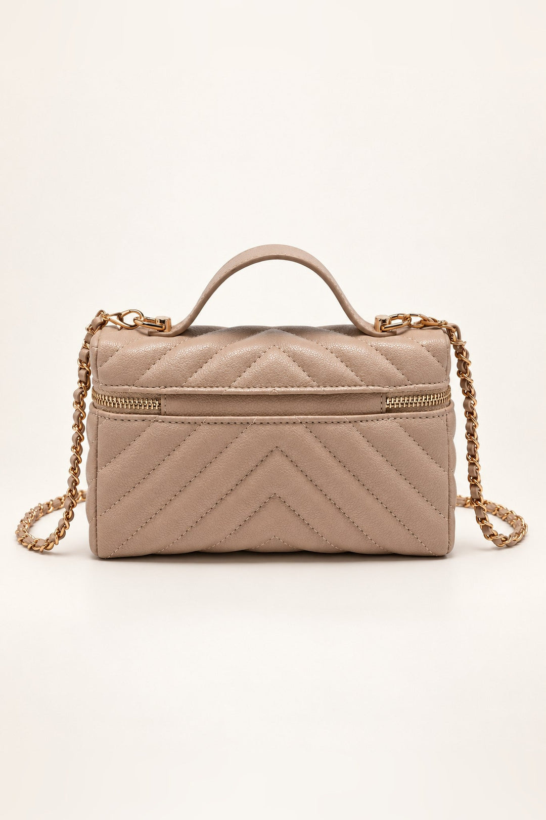 Beige Sella Chevron Quilted Crossbody - STYLED BY ALX COUTUREHandbags