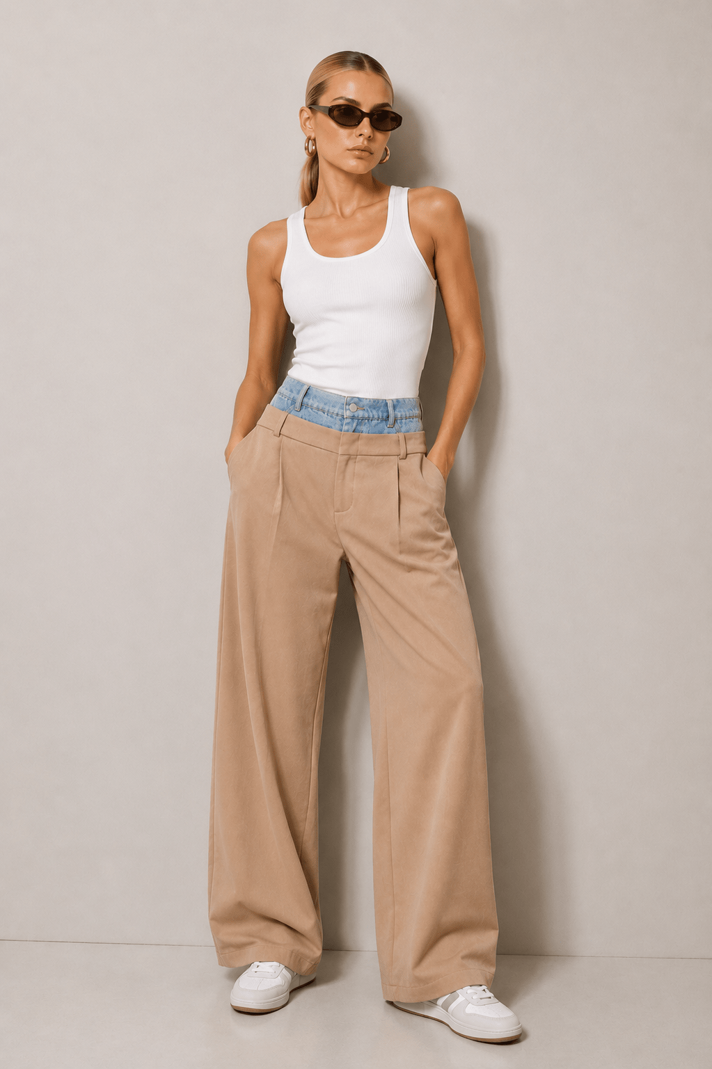 Billie Beige Solid Crop Vest Top - STYLED BY ALX COUTUREShirts & Tops