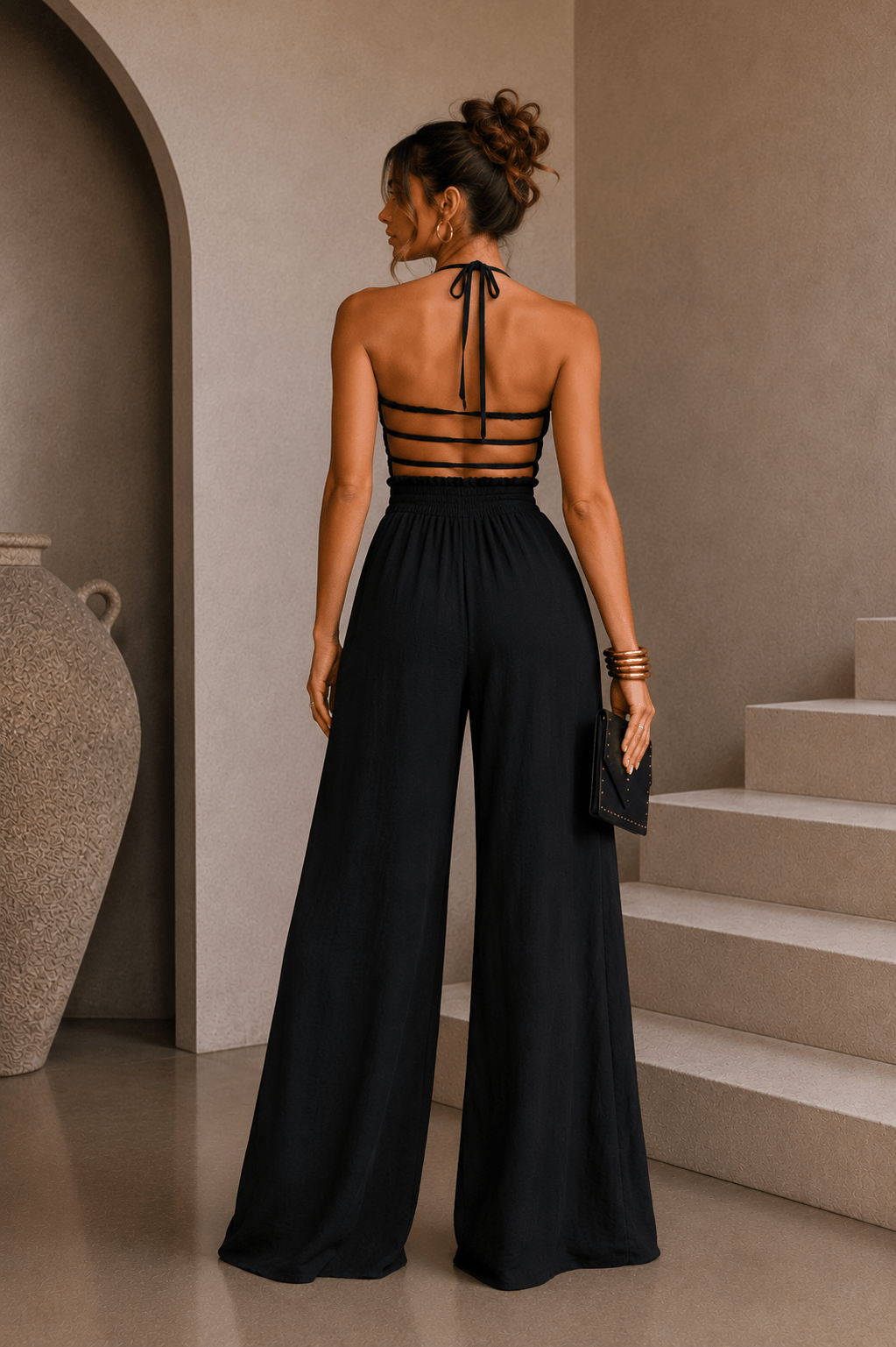 Black 3 Strap Back Jumpsuit - STYLED BY ALX COUTUREJumpsuits & Rompers