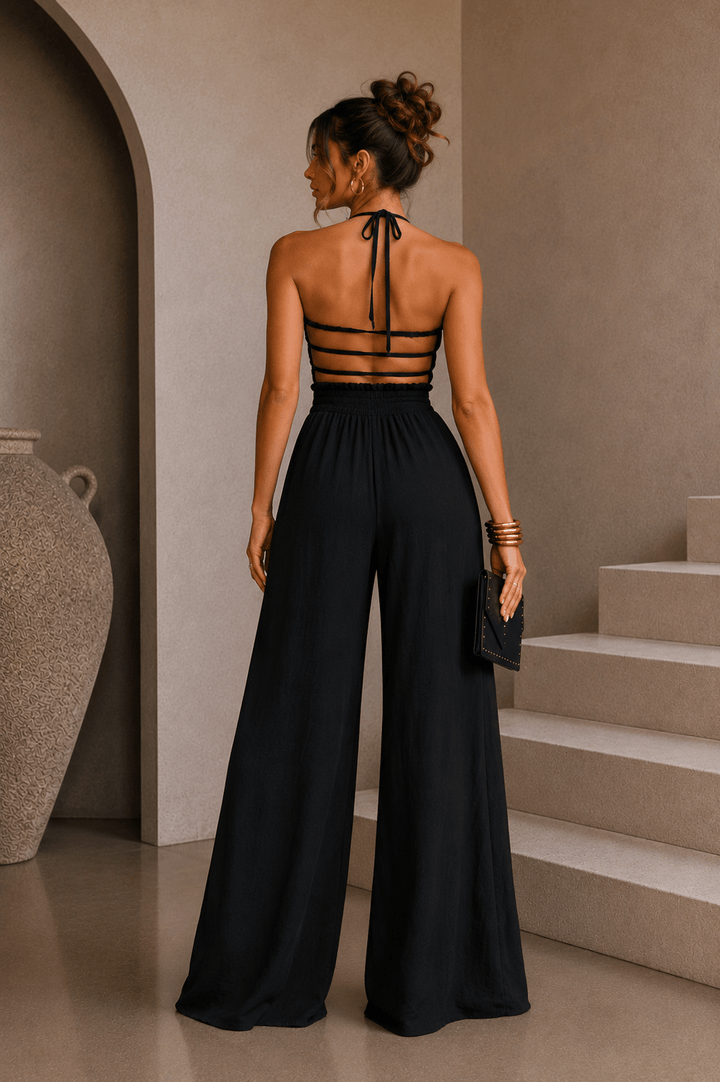 Black 3 Strap Back Jumpsuit - STYLED BY ALX COUTUREJumpsuits & Rompers