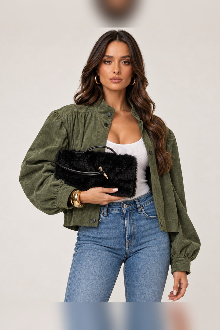 Black Ada Faux Fur Crossbody Bag - STYLED BY ALX COUTUREHandbags