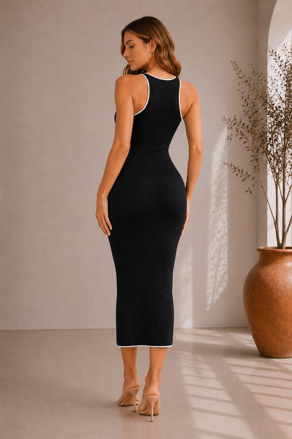 Black Button Office Sweater Midi Dress – STYLED BY ALX COUTURE