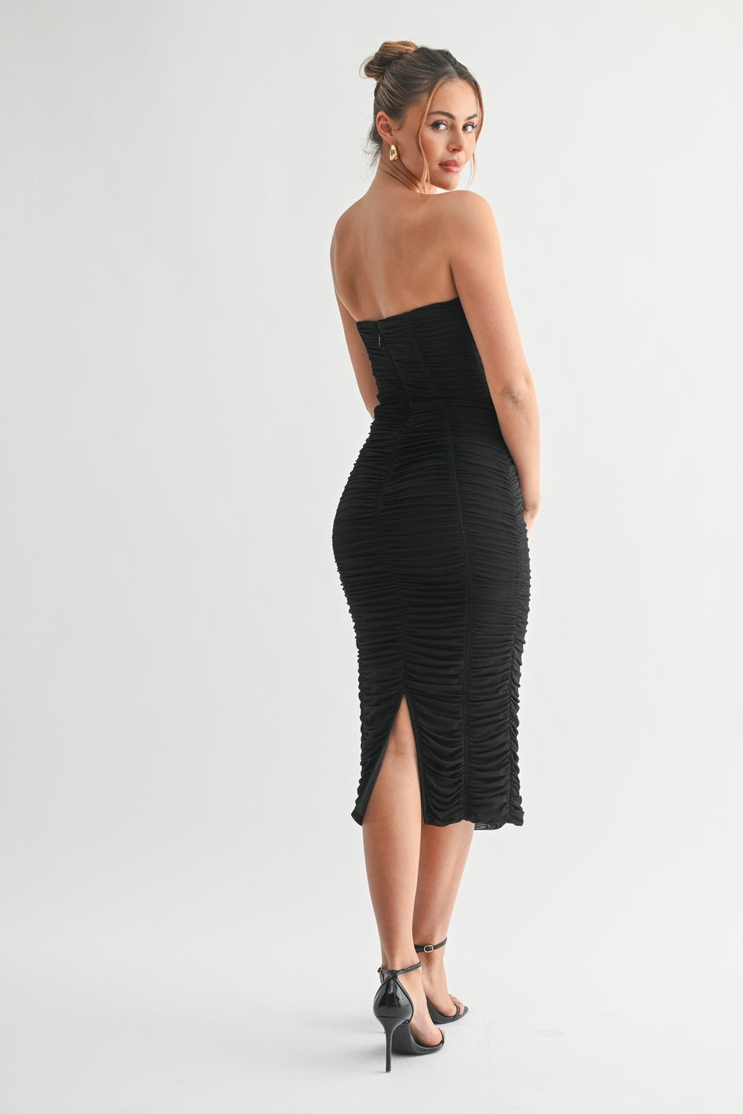 Black Cinched Temptation Midi Dress - STYLED BY ALX COUTUREDresses