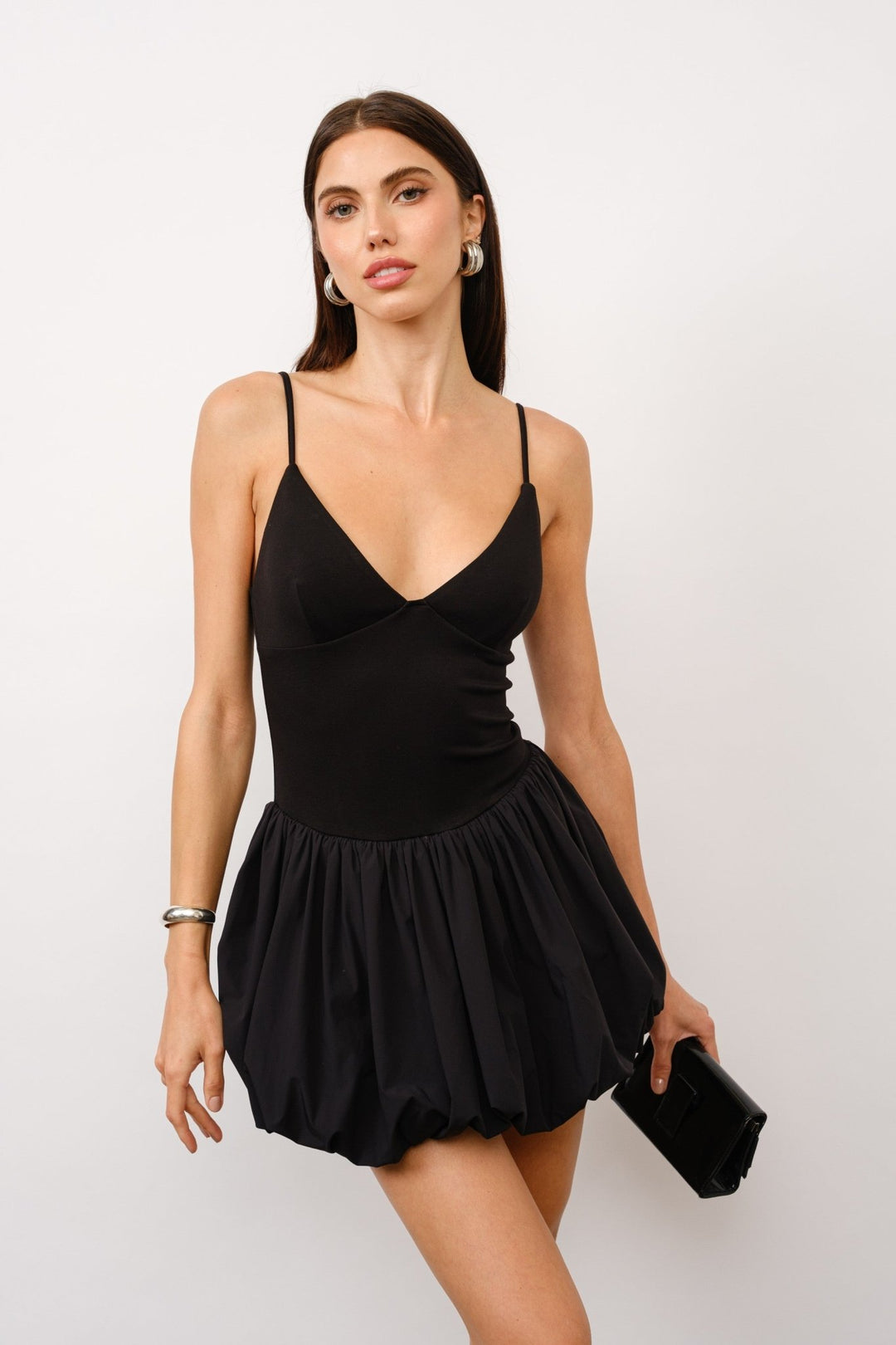 Black Clara Bubble Hem Mini Dress – STYLED BY ALX COUTURE
