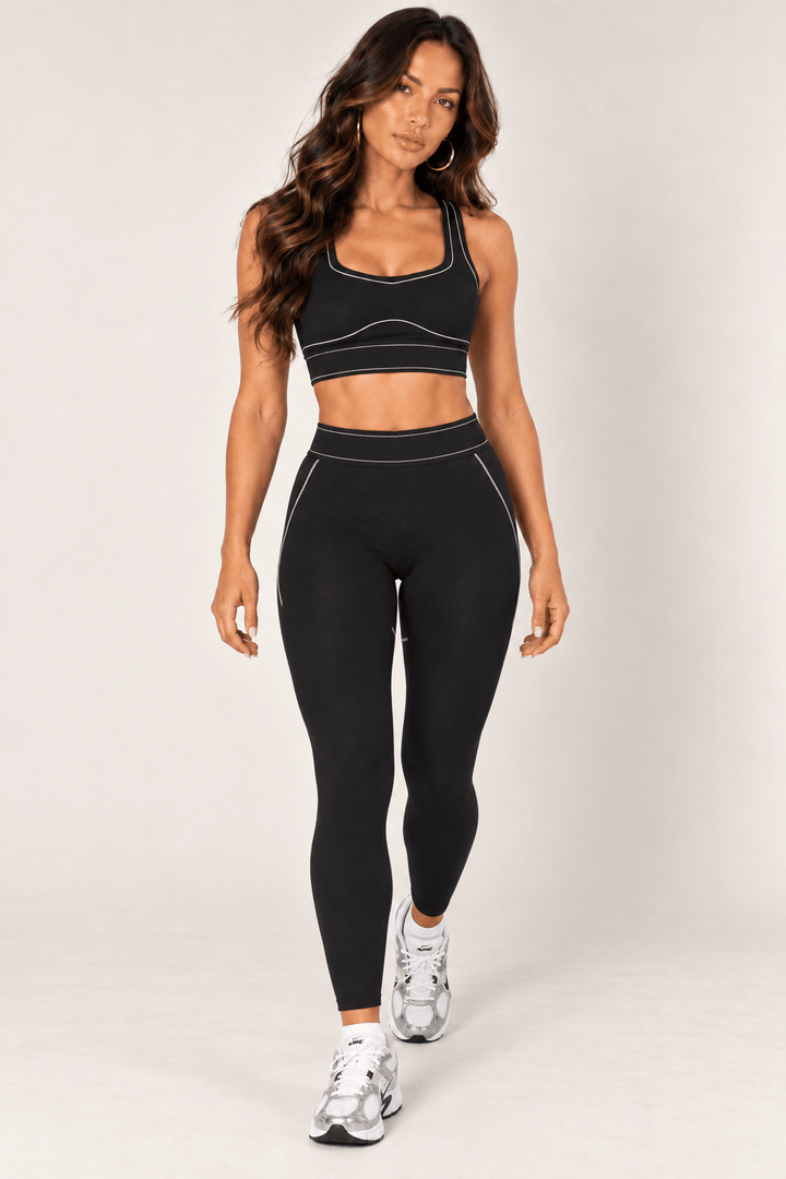 Black Contrast Thread Sports Bra - STYLED BY ALX COUTURESports Bra