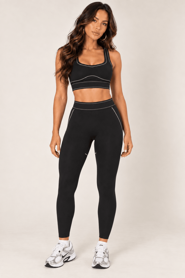 Black Contrast Thread Sports Bra - STYLED BY ALX COUTURESports Bra