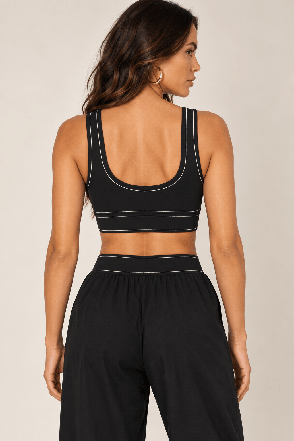 Black Contrast Thread Sports Bra - STYLED BY ALX COUTURESports Bra