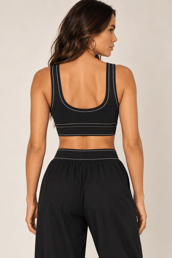 Black Contrast Thread Sports Bra - STYLED BY ALX COUTURESports Bra