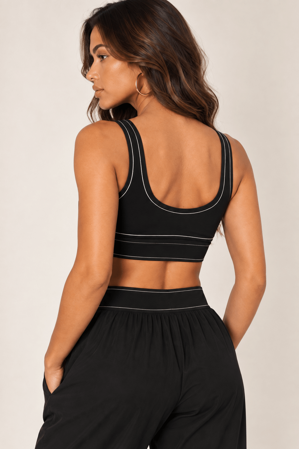 Black Contrast Thread Sports Bra - STYLED BY ALX COUTURESports Bra
