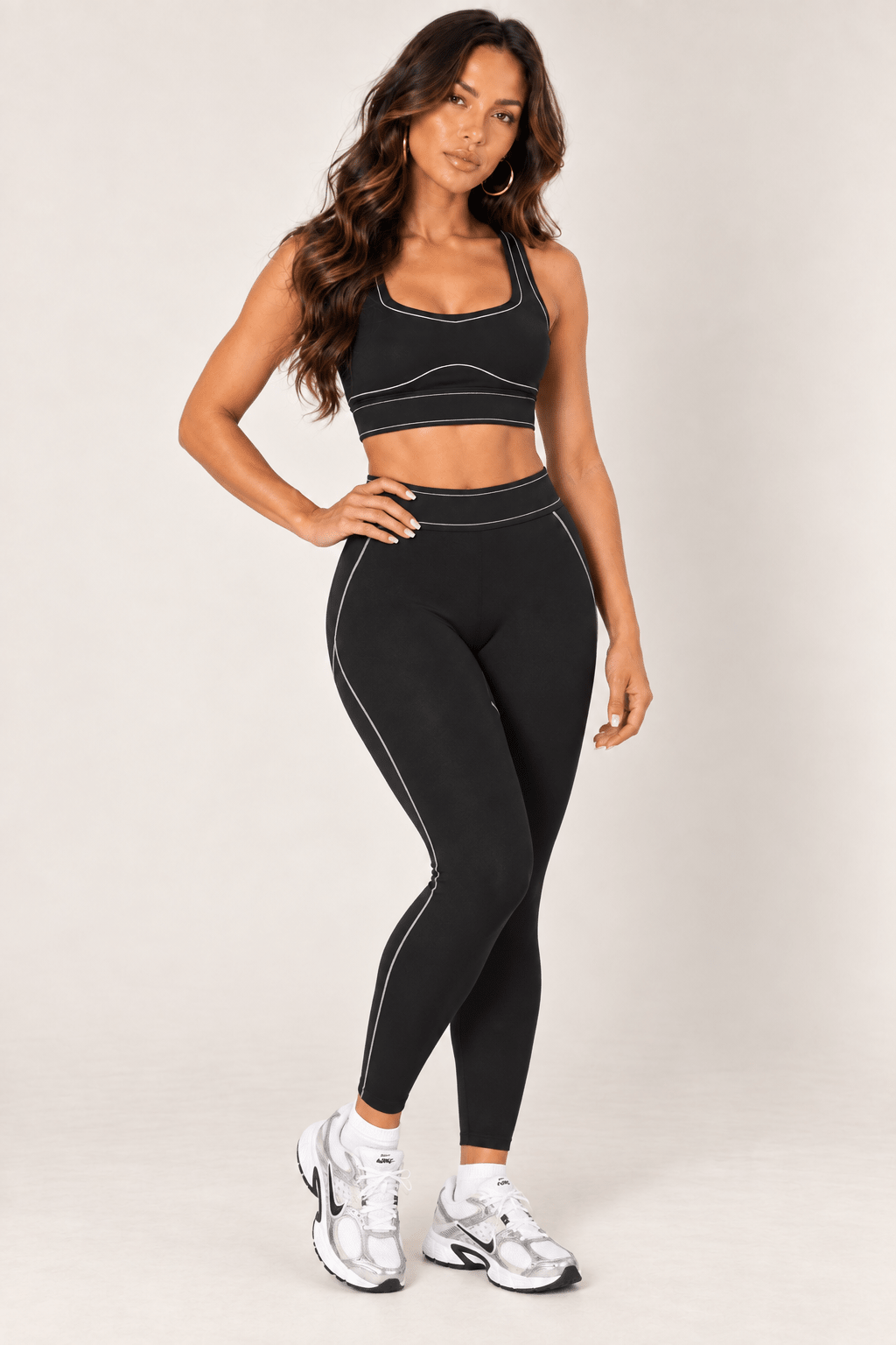 Black Contrast Thread Sports Bra - STYLED BY ALX COUTURESports Bra