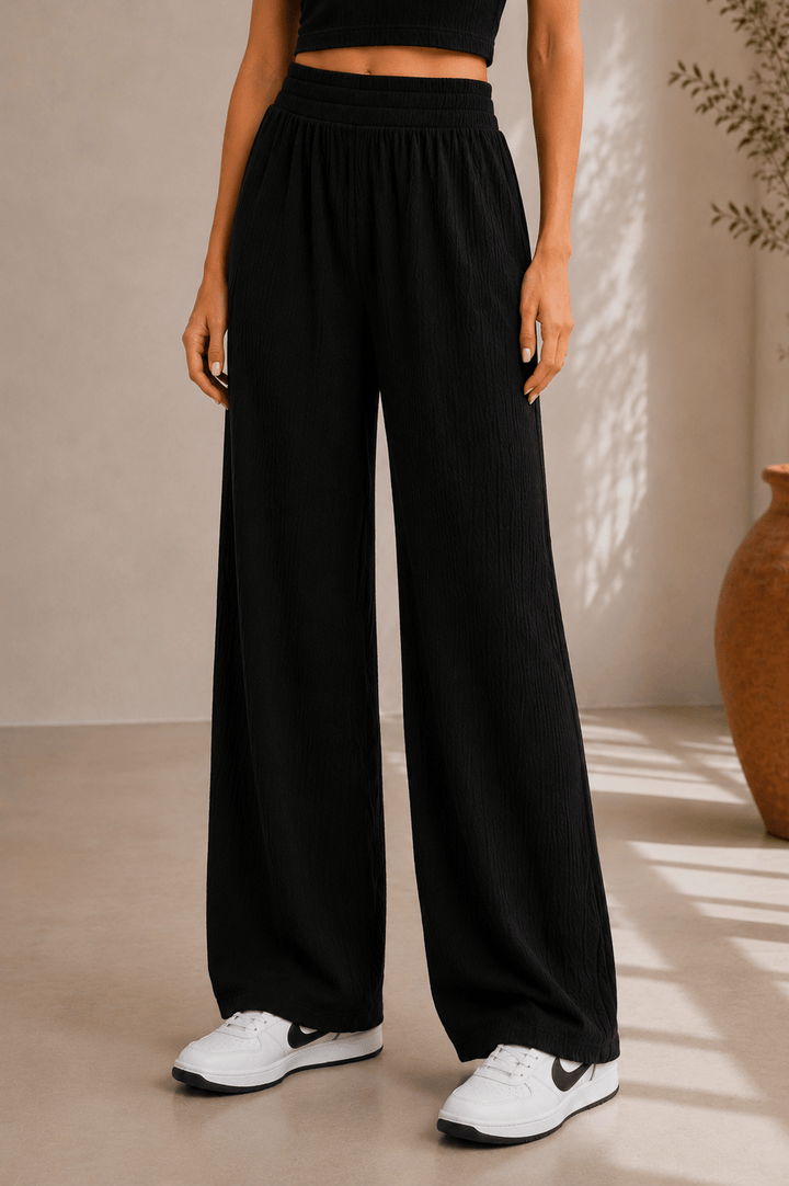 Black Crinkled Vest Pant Set - STYLED BY ALX COUTUREOutfit Sets
