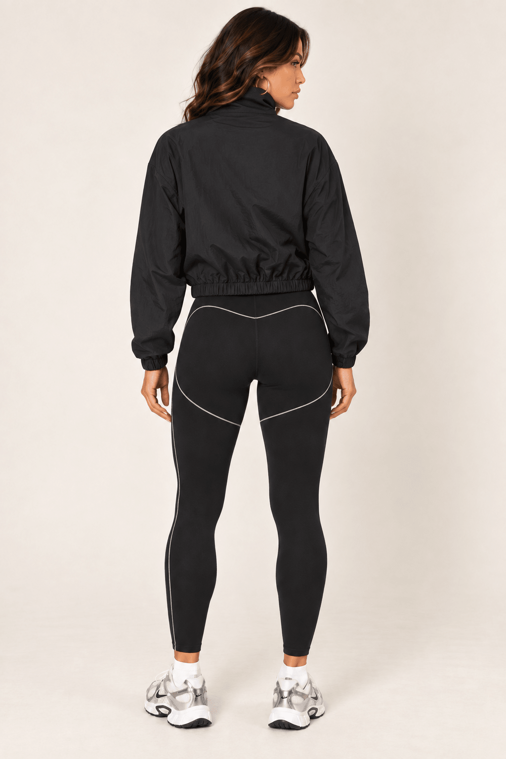 Black Cropped Nylon Windbreaker Jacket - STYLED BY ALX COUTURECoats &amp; Jackets