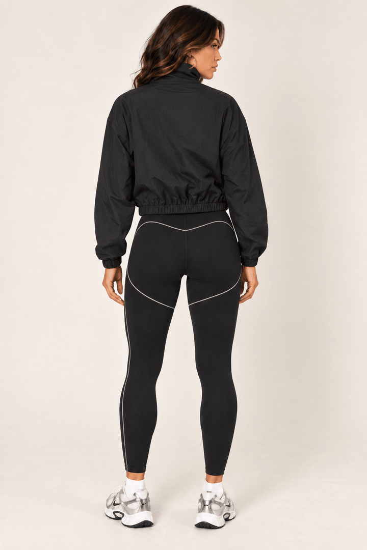 Black Cropped Nylon Windbreaker Jacket - STYLED BY ALX COUTURECoats &amp; Jackets
