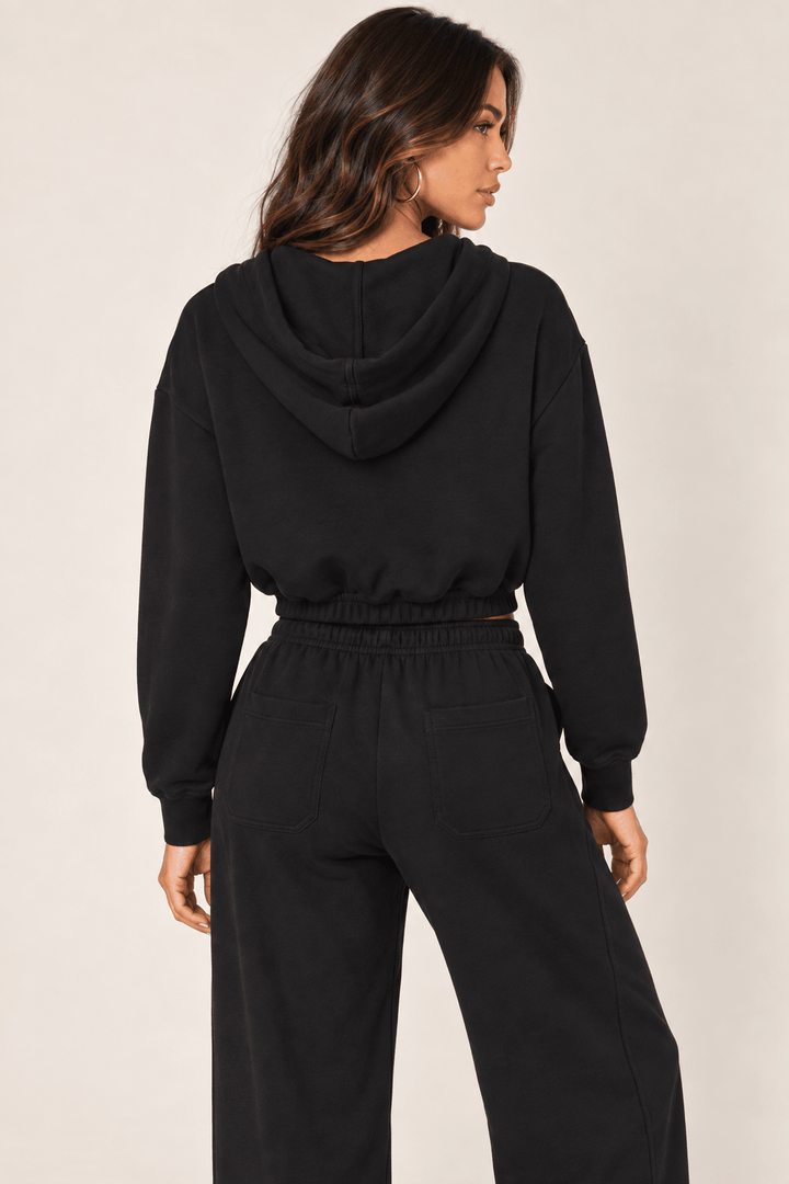 Black Cropped Zip Hoodie - STYLED BY ALX COUTUREHoodies &amp; Sweatshirts