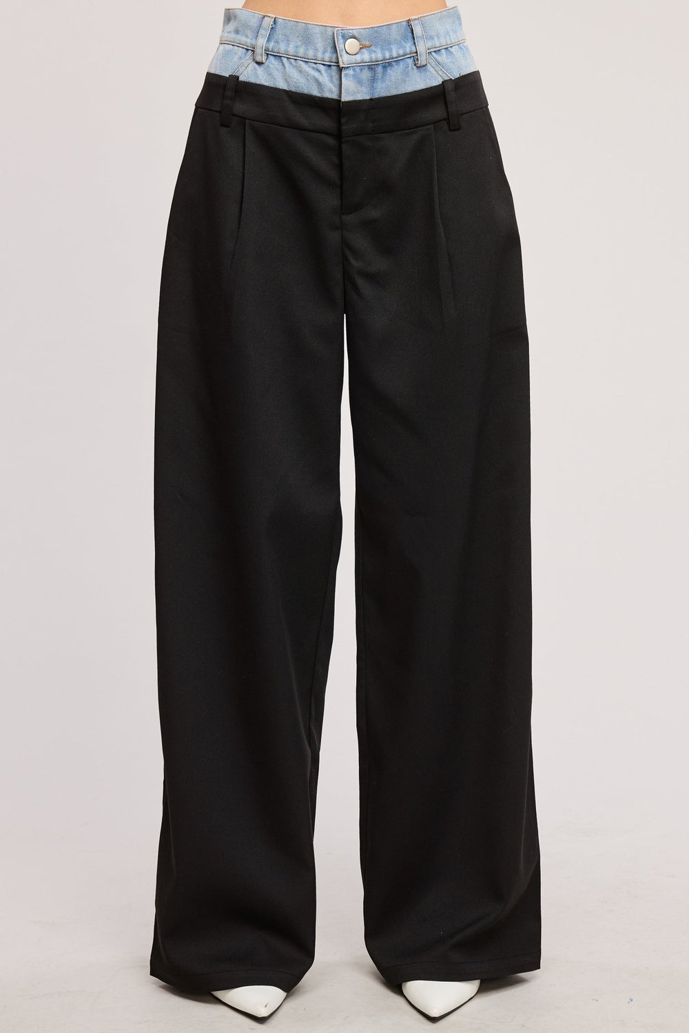 Black Denim Solid Wide - leg Pants - STYLED BY ALX COUTUREPANT SETS