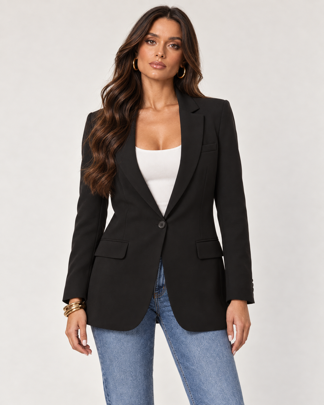 black Love Poem boyfriend blazer with jeans - detail view