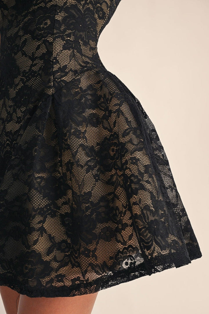 Black Elodie Lace Fit and Flare Mini Dress - STYLED BY ALX COUTUREDresses